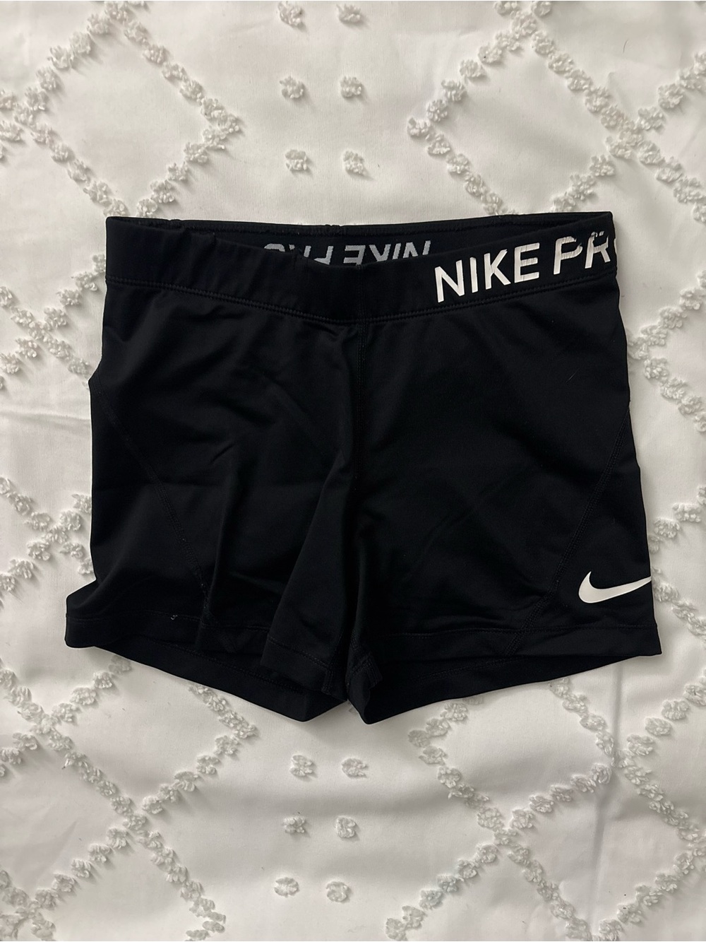Nike Black Athletic Performance Shorts with White Swoosh